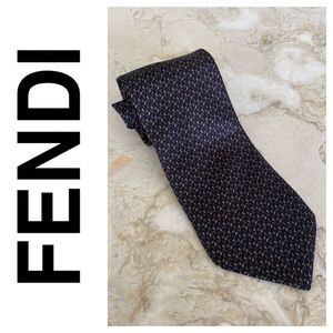 Fendi 100% Silk Monogram Tie